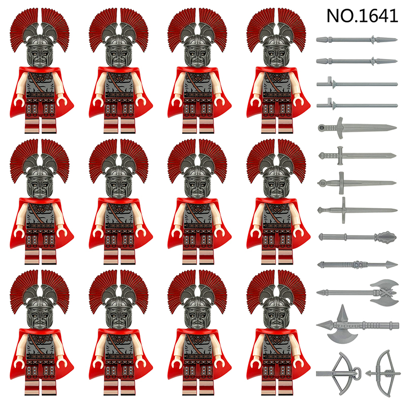 兼容乐高中世纪古罗马士兵军团武器12款益智拼装积木人仔玩具1641