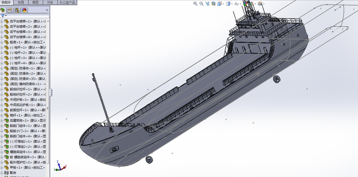钻台运输船模型3D图纸 solidworks设计 船舶三维建模