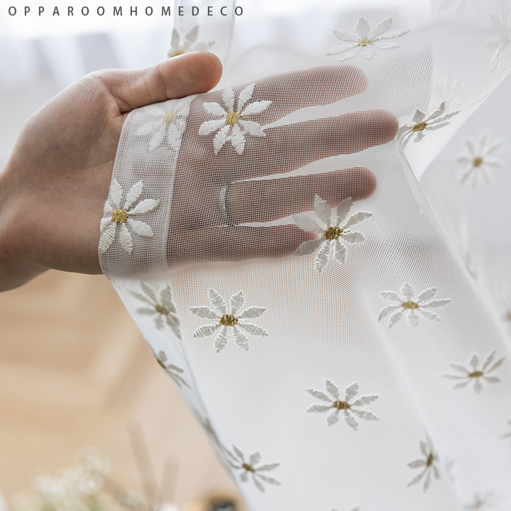 小雏菊 怎么都好看搭配的白纱绣花韩式客厅卧室透光窗帘阳台花卉