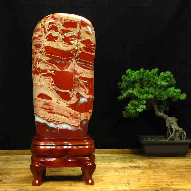 天然奇石玉石摆件南非红碧玉红色石头鸡血石泰山石客厅装饰工艺品