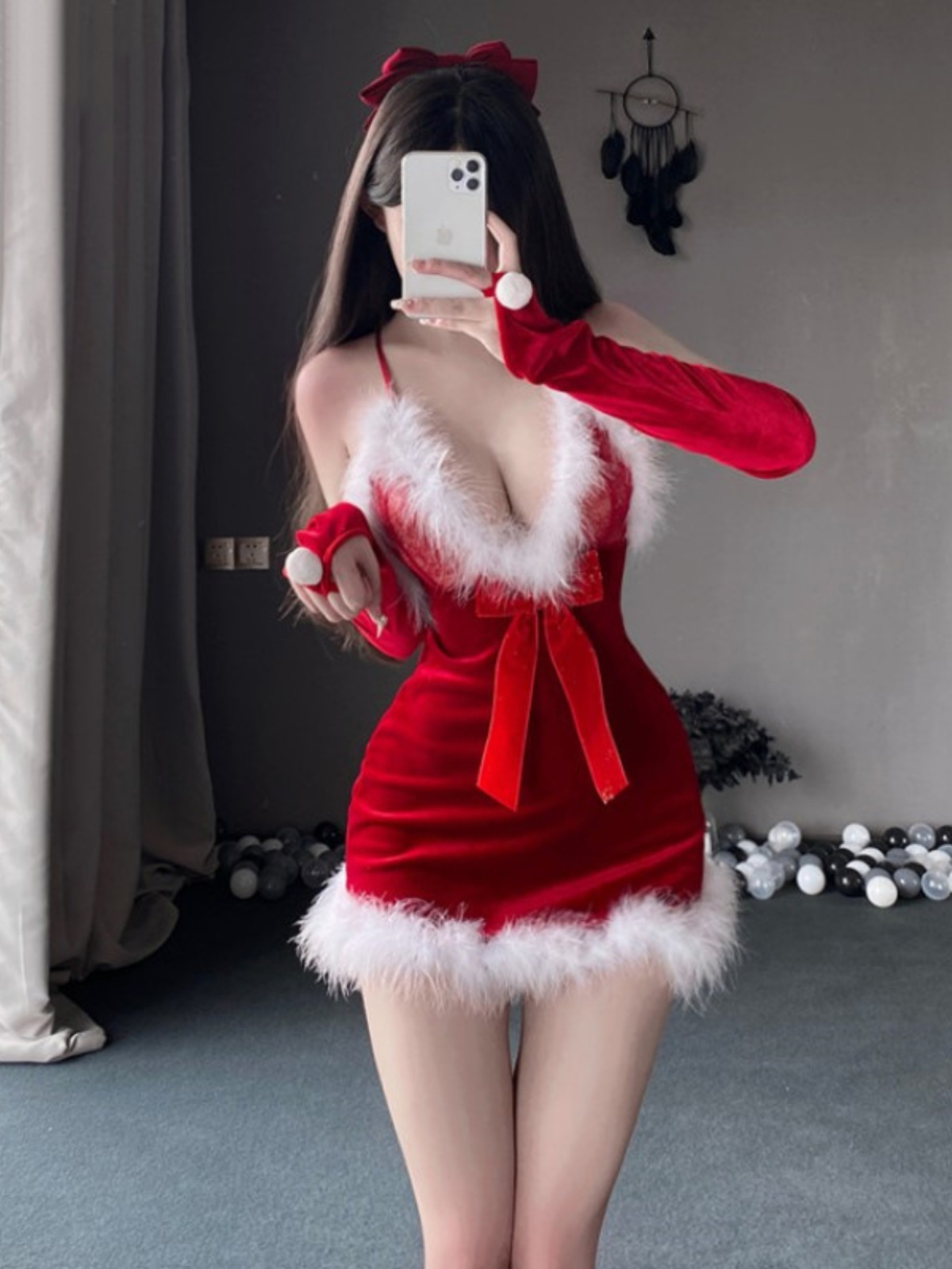 圣诞床上礼物内衣少女小胸显大聚拢文胸性感麋鹿圣诞cosplay套装