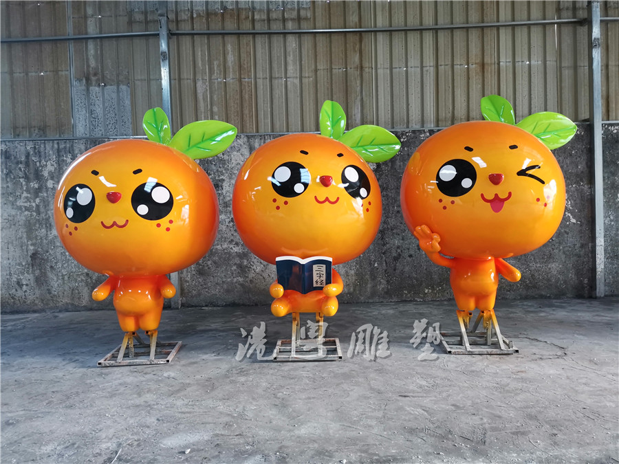 玻璃钢园林景观水果店门口卡通水果橘子表情包雕塑摆件装饰可定制