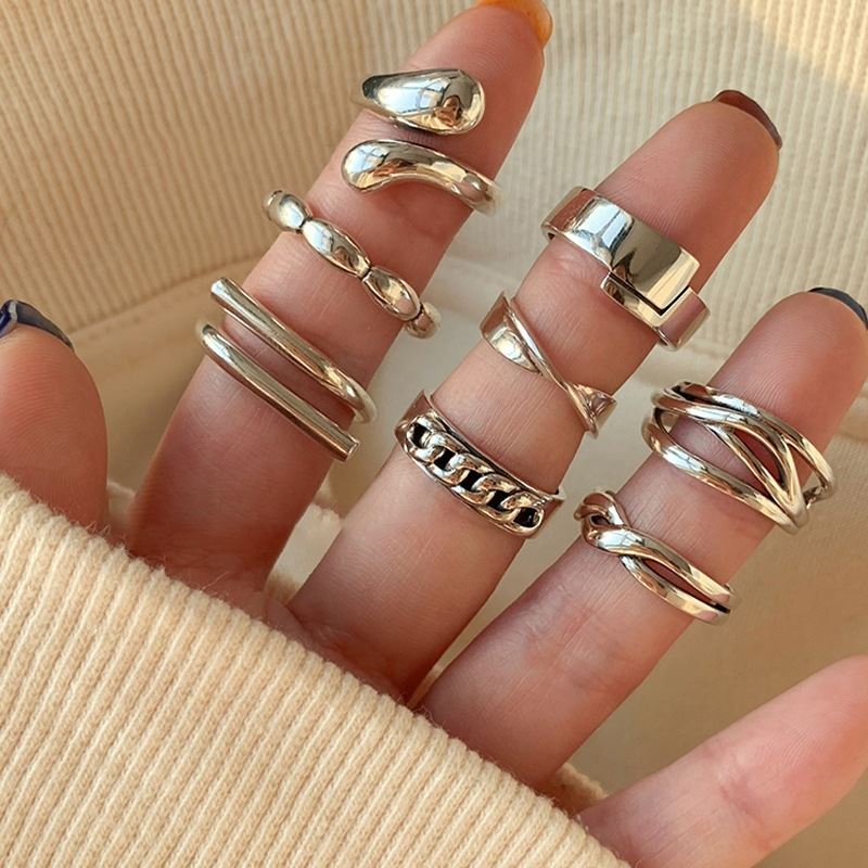 戒指女时尚个性韩版 食指纯银
