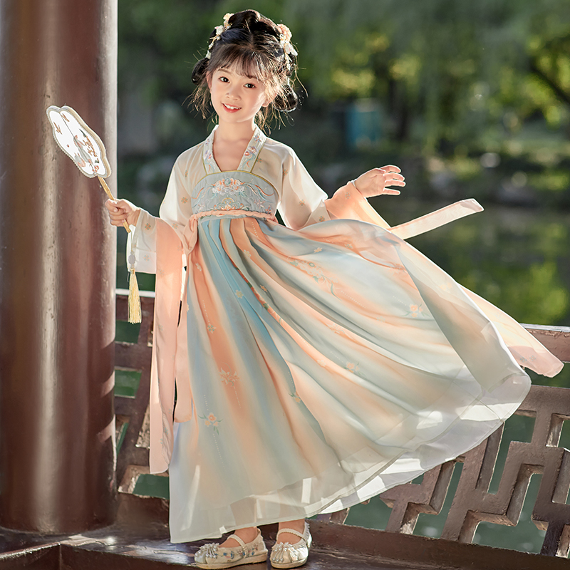 六一儿童汉服古典舞演出服中国风女童古筝表演服装飘逸古风舞蹈服