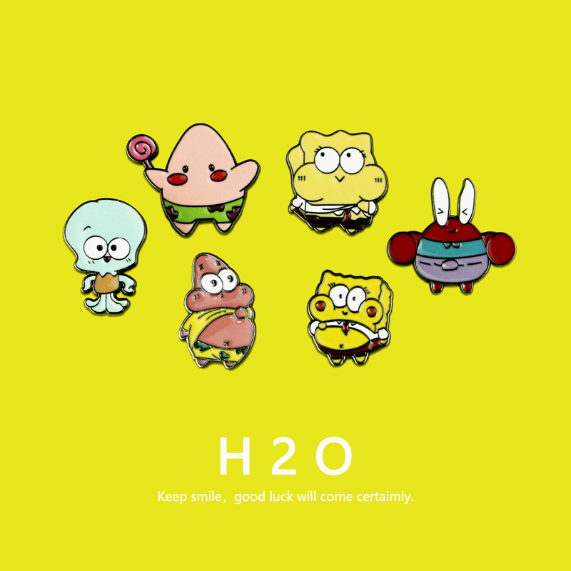 H2O海绵宝宝胸针可爱卡通徽章派大星Q版胸章小蜗章鱼哥周边蟹老板