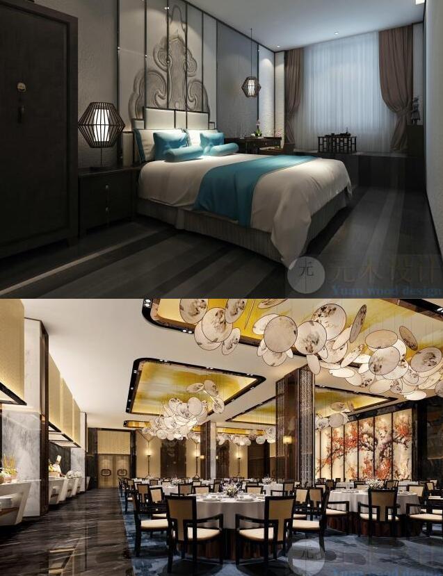 工装装修酒店宴会厅宾馆大堂包间餐厅室内设计素材3d高清效果图