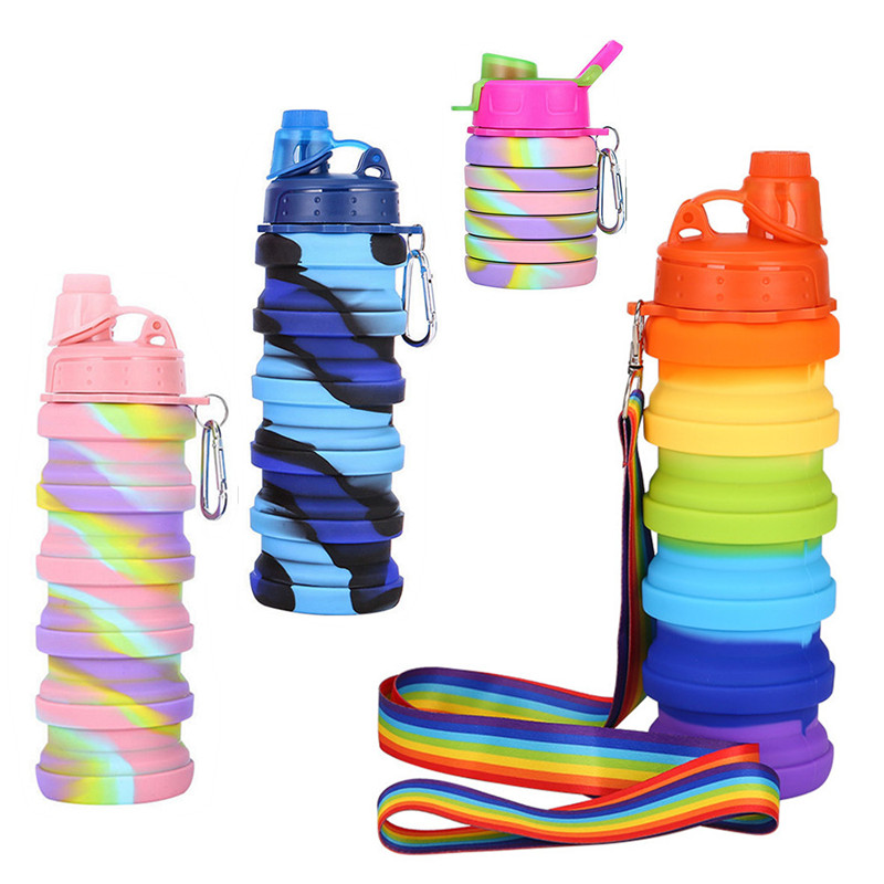 500ML Fitness Sports Water Bottle Silicone Collapsible Drink