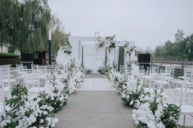 农村白绿草坪乡村泰式婚礼布置图片PSD制作图户外庭院婚礼布置