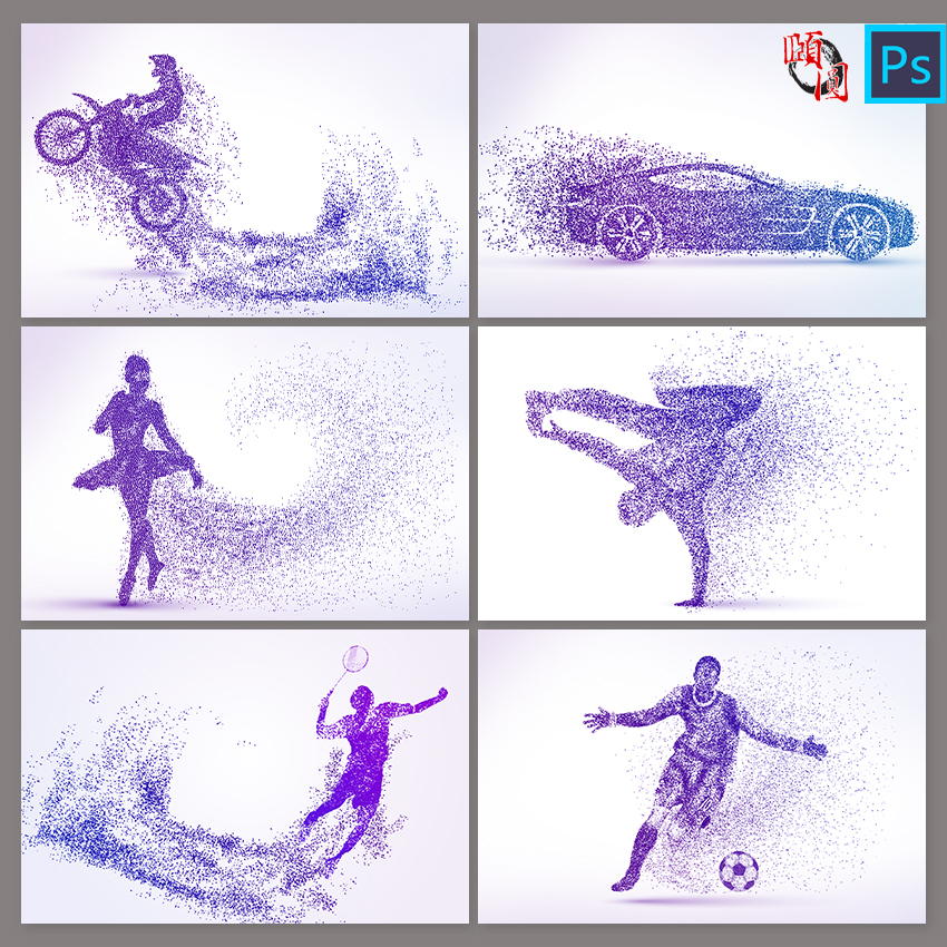时尚创意微粒子动感运动健身舞蹈足球赛车背景PSD图片设计素材