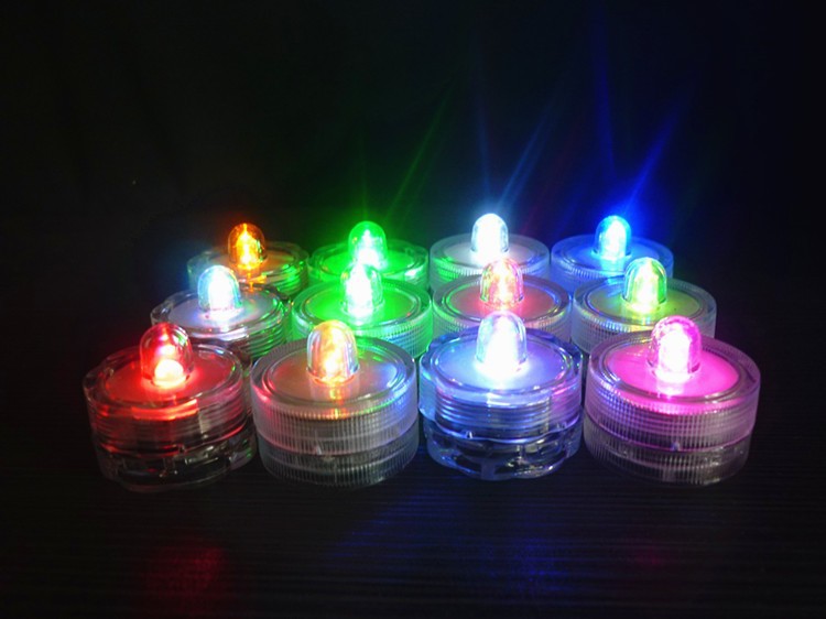 LED防水鱼缸电子蜡烛灯水族晚会酒吧婚礼七彩积木斗鱼缸潜水灯