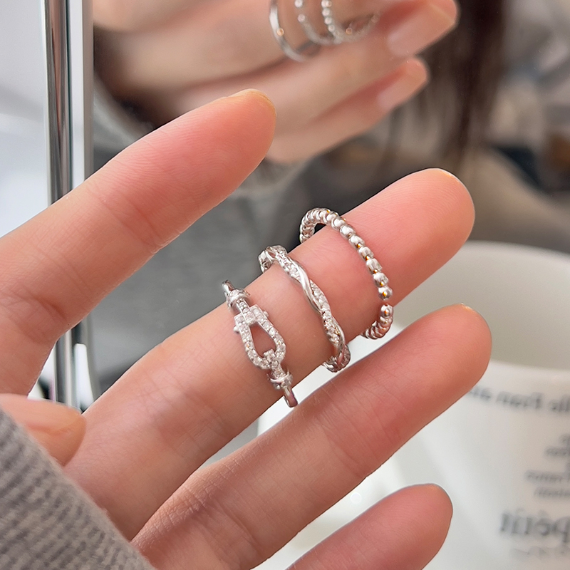 为晚s925纯银马蹄戒指女日常个性简约叠戴时尚小众设计感礼物指环