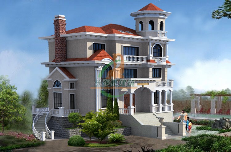 15*11米三层豪华欧式别墅设计外观效果图纸农村自建房屋复式户型