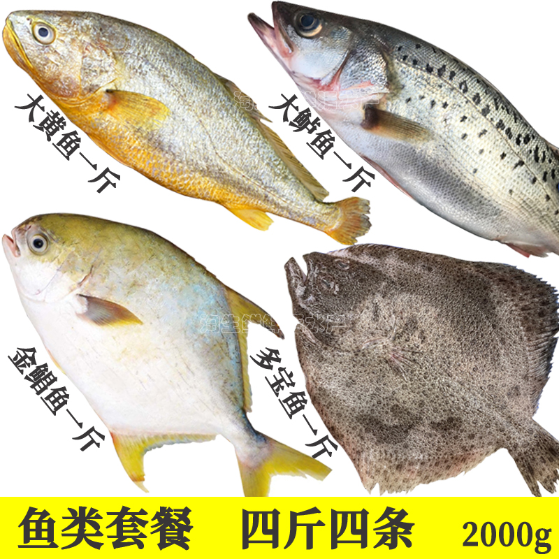 4斤4条4种鱼类套餐海鲜鱼海鱼速冻鲈鱼大黄鱼金鲳鱼多宝免费处理
