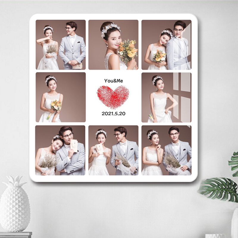 韩式九宫格相框挂墙结婚照放大定制水晶宝宝照全家儿童照片制作