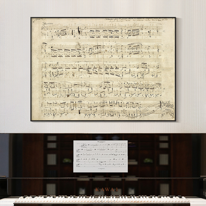 肖邦莫扎特手稿装饰画客厅艺术挂画钢琴房背景墙音乐教室墙壁画
