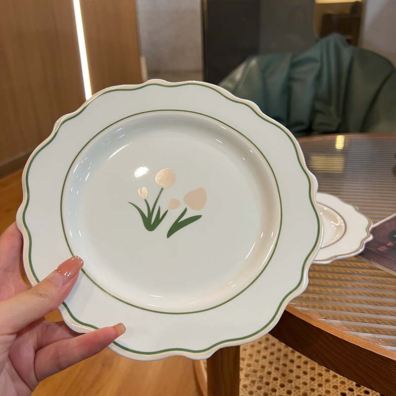 【老板娘自留款漂亮】韩国INS风郁金香陶瓷盘子vintage少女心花朵
