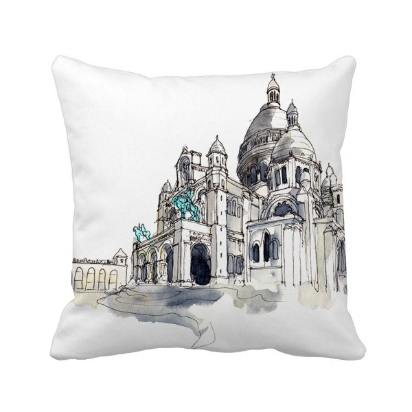 法国巴黎圣心大教堂方形抱枕靠枕沙发靠垫双面含芯礼物