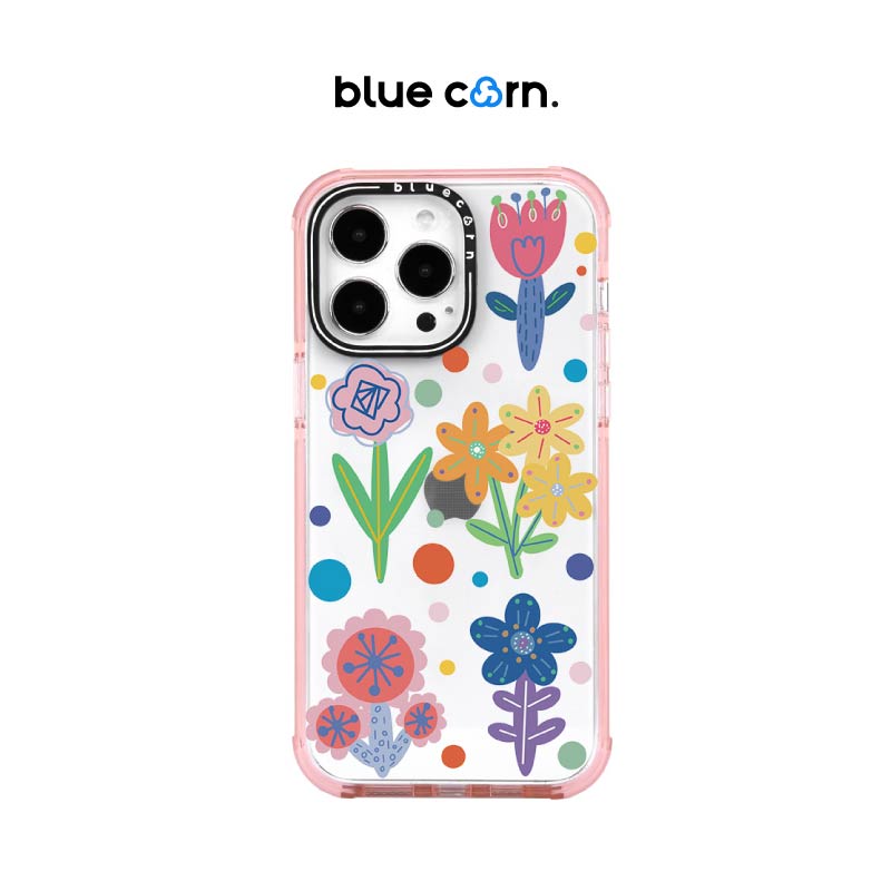 bluecorn蓝色苞米可爱的花园 彩色花卉插画女生花朵适用苹果iPhone 15/14/13/pro/max镜面磁吸防摔手机壳