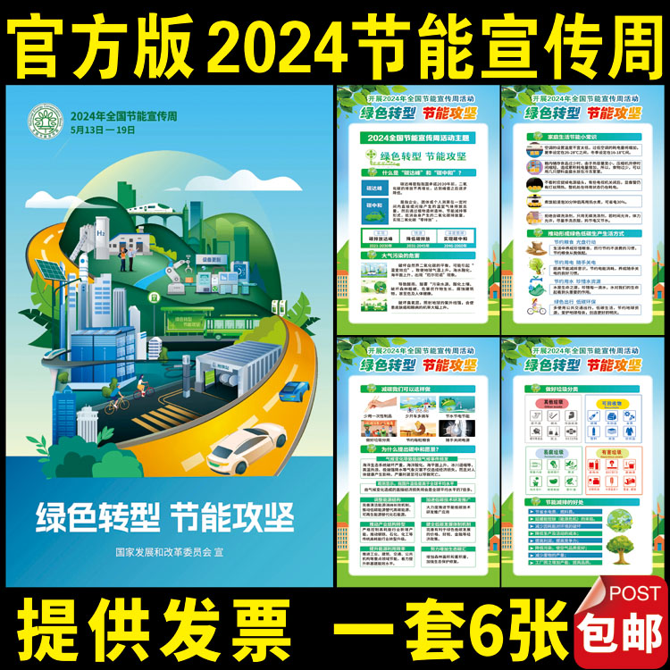 2024年全国节能行动宣传周主题海报挂图画世界环境日保护绿色墙贴