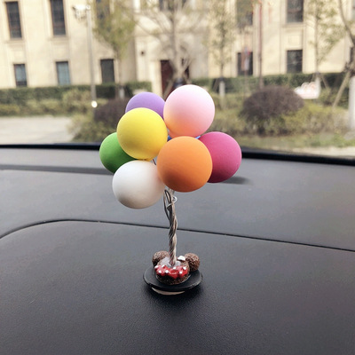 软陶彩色气球汽车摆件可爱迷你汽车轻粘土气球卡通车载创意内饰品