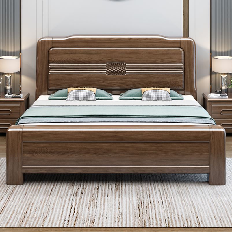 乌丝檀木全实木床1.8米双人床新中式现代简约1.5米储物主卧家具