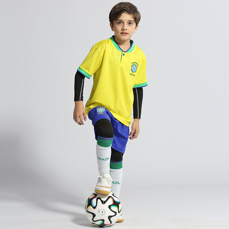 春夏速干儿童足球服训练套装定制国家队巴西球衣10号内马尔小学生