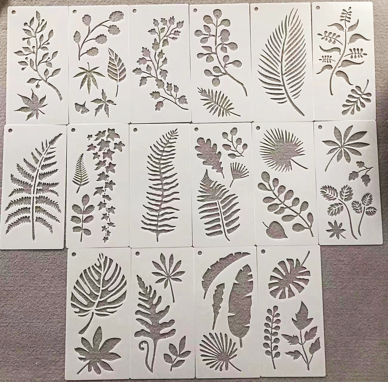 亚马逊 热带植物树叶绘画模板 儿童DIY相册墙绘装饰叶子镂空画板