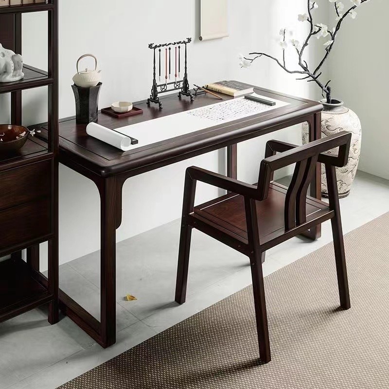新中式实木书法桌客厅简约写字台书房书桌仿古学习画桌家用办公桌
