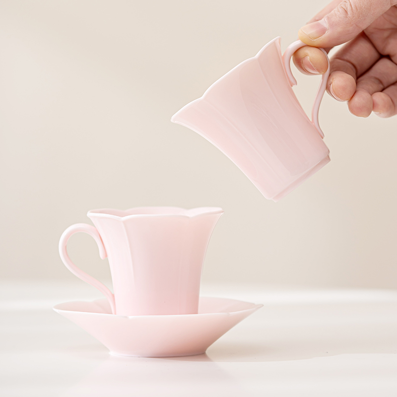 陶瓷茶杯粉色主人杯  迷你小水杯喝茶杯子品茗杯浓缩咖啡杯碟套装