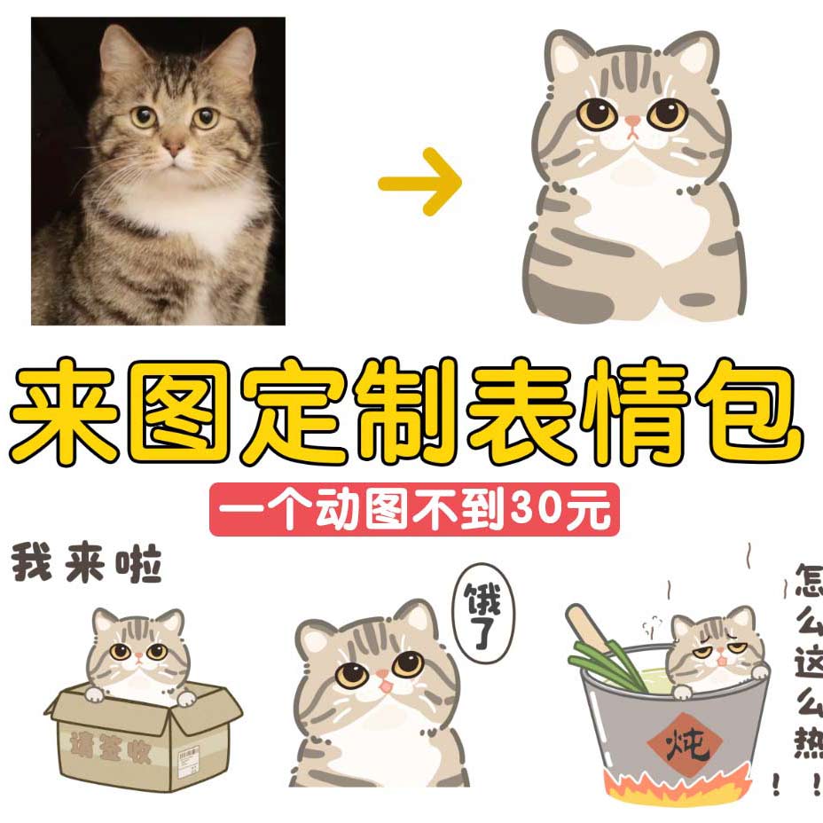 猫咪动态表情包定制动画卡通贴图微信表情Q版头像狗猫咪礼物定制