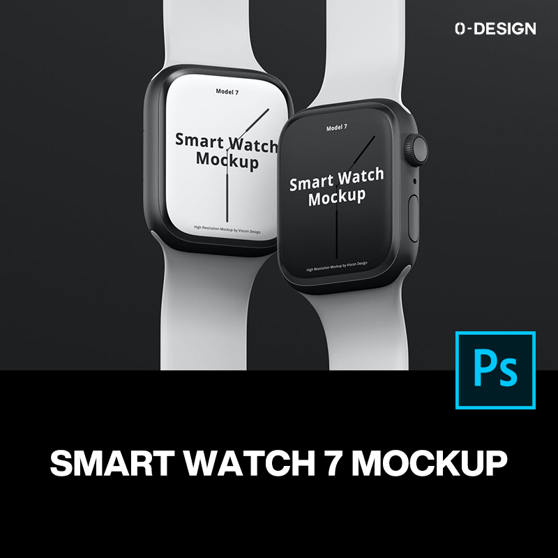 苹果 Apple Watch 7代智能手表ui界面设计贴图ps样机素材展示模板