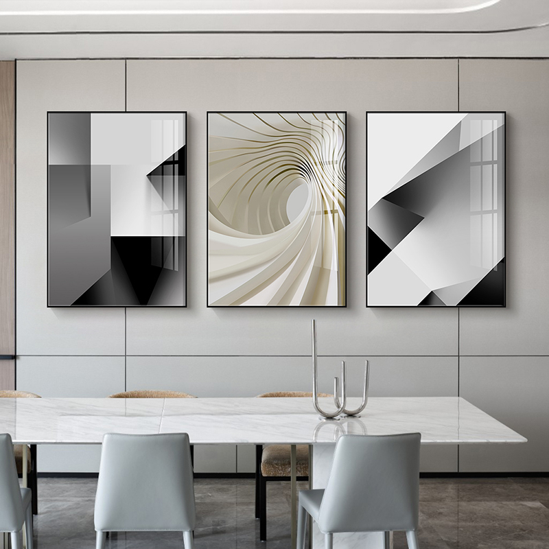 黑白灰客厅装饰画现代简约黑白抽象装修风格挂画桌面摆件摆设壁画