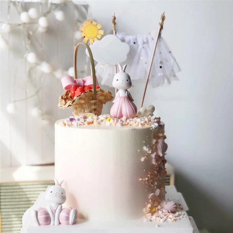 ins风卡通桑迪蛋糕摆件女孩生日蛋糕创意网红兔子烘焙蛋糕装饰摆