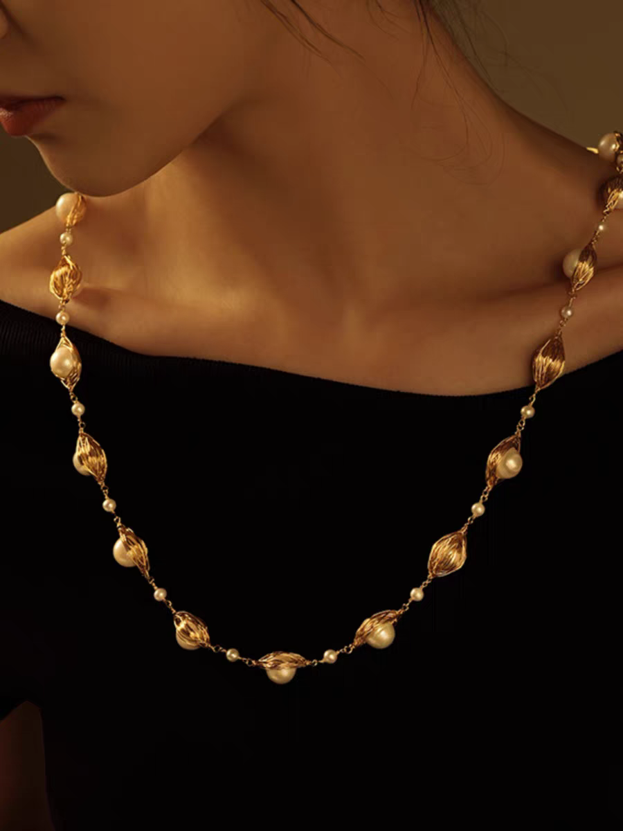 Dara/戴拉双层椭圆形淡水珍珠项链重工法式气质轻奢送女友锁骨链