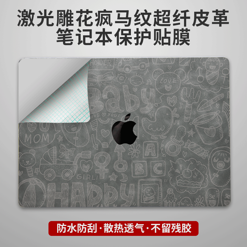 适用苹果MacBookPro14贴纸16贴膜Air13.3笔记本Pro13.3英寸M1保护膜2021款皮革外壳15电脑12全套20新老款键盘