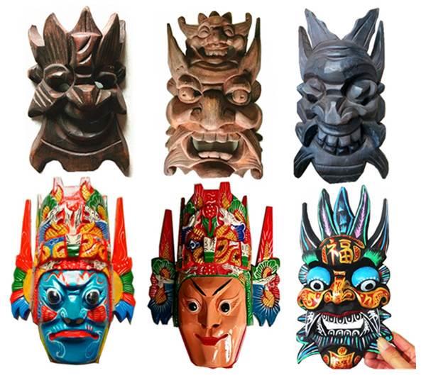贵州安顺屯堡民族手工艺品木雕傩戏面具地戏脸谱密室道具装饰挂件