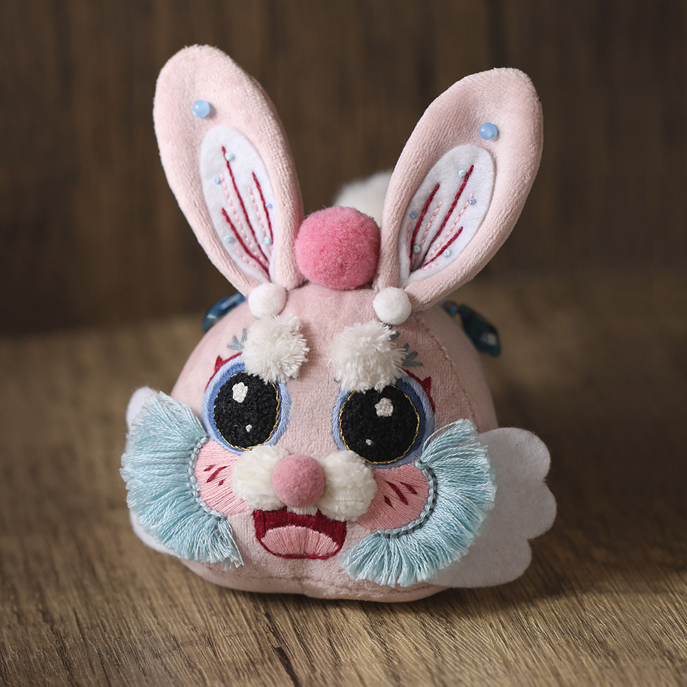 花寄 兔子手工刺绣diy材料包自绣缝制立体布艺玩偶摆件兔新年礼物