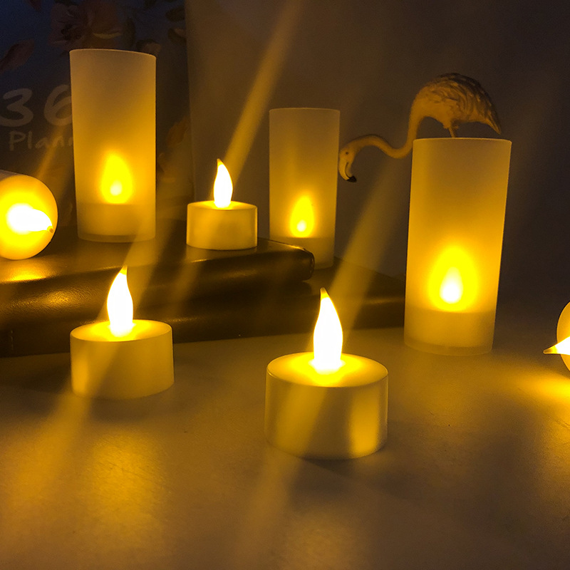 abs塑料12座充电底座小茶蜡黄光电子蜡烛灯固定灯芯表白求爱装饰