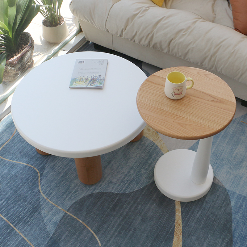 北欧实木圆形茶几客厅家用茶台现代简约沙发大小茶桌创意民宿圆桌