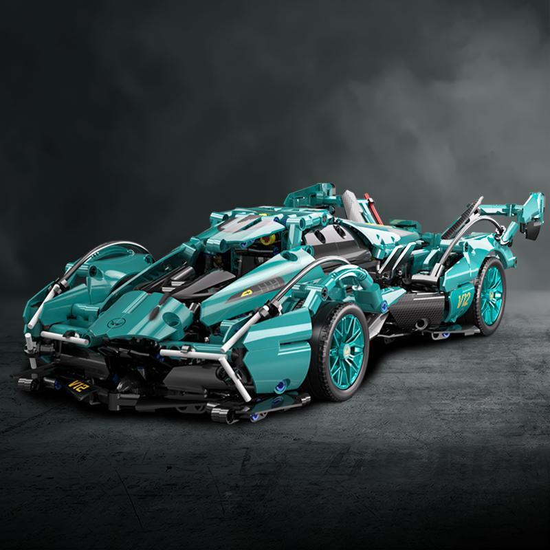 V12概念跑车蒂芙尼蓝超级跑车炫酷积木玩具跑车C15C30