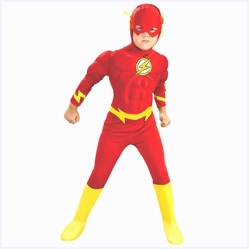 儿童超级英雄肌肉装闪电侠万圣节装扮男孩动漫人物角色扮演服装