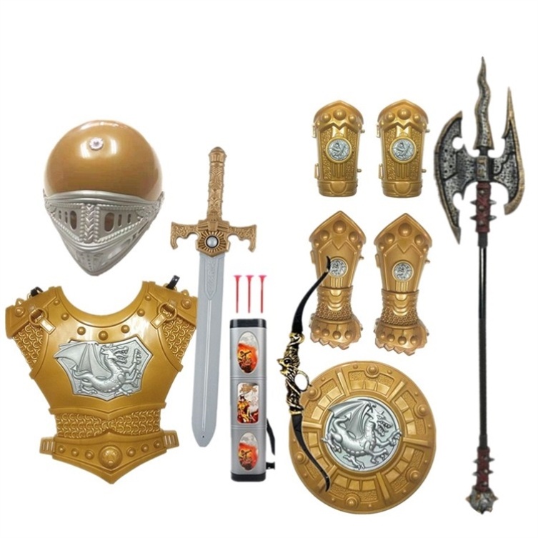古罗马骑士套装万圣节勇士盔甲玩具儿童士兵表演出服装