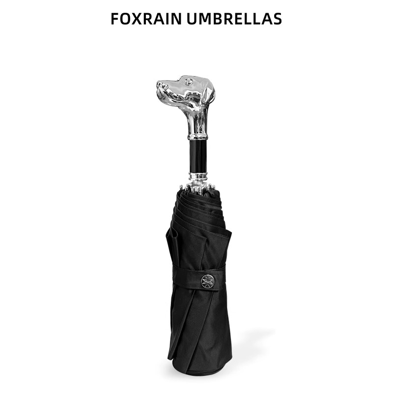 foxrain复古雨伞防晒折叠动物头狗头猎犬贵族伞抗UV高级感刻logo