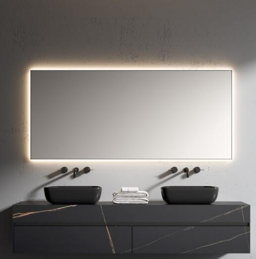 莱博顿浴室镜简约方形化妆卫生间镜贴墙玻璃NWG方形背光镜