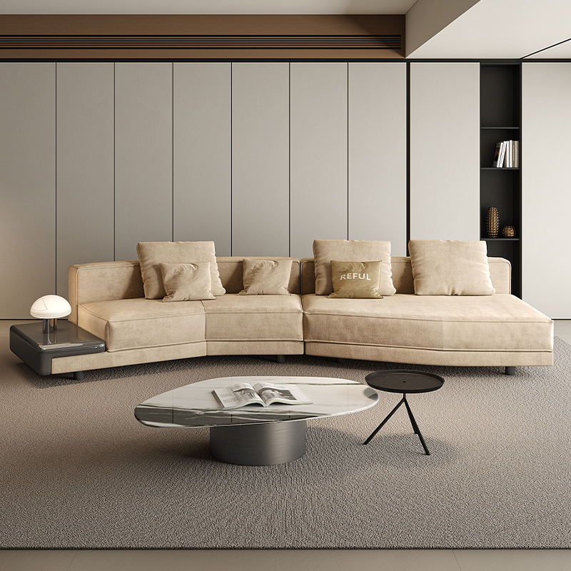 2024年新品意大利设计异形布艺沙发磨砂布意式极简无扶手沙发客厅