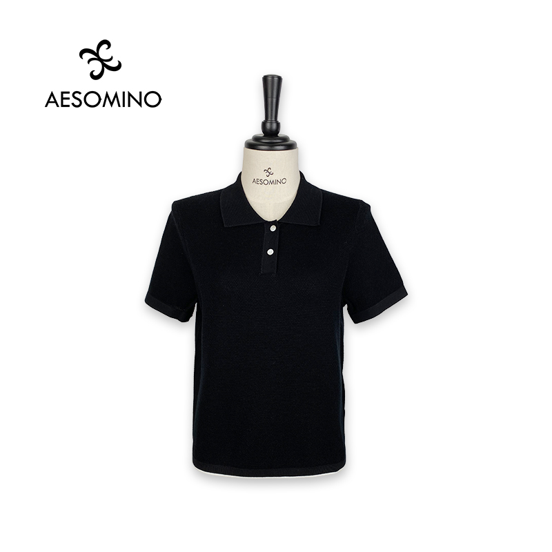 AESOMINO/衣莎美诺夏天T恤短袖POLO衫薄款针织衫莱赛尔清爽舒适