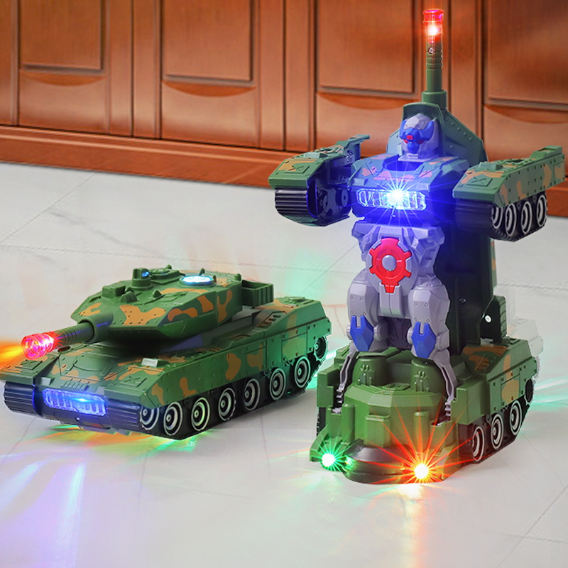 变形坦克机器人电动带音乐男孩4变身金刚玩具车5儿童2一3岁小汽车
