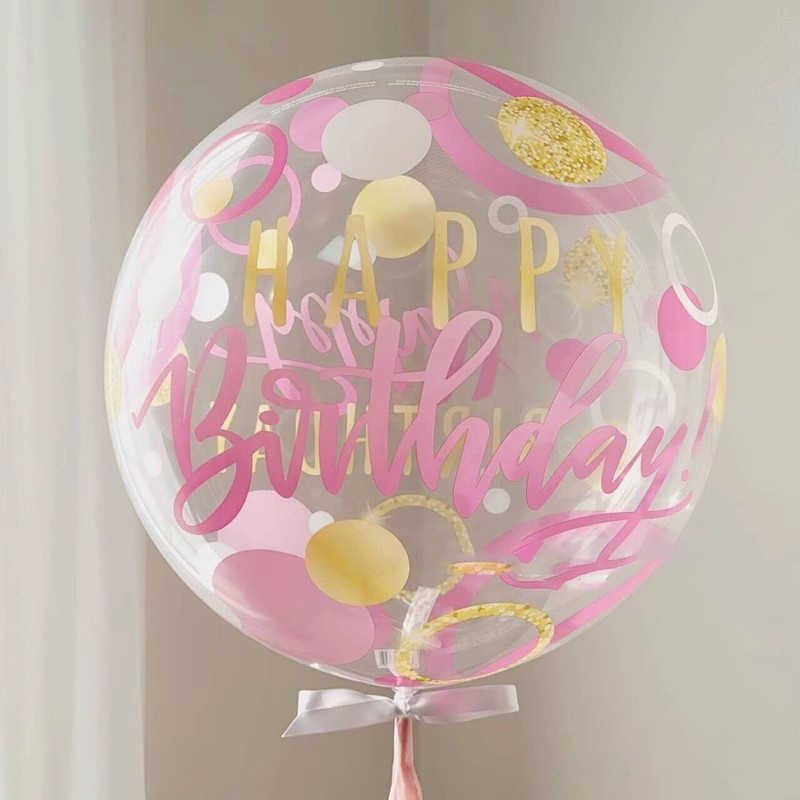 PanParty生日波波球印花球字体卡通透明球派对气球周岁百日少女心
