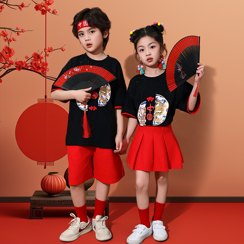 六一儿童演出服中国风幼儿园啦啦队小学生运动会街舞嘻哈潮服套装