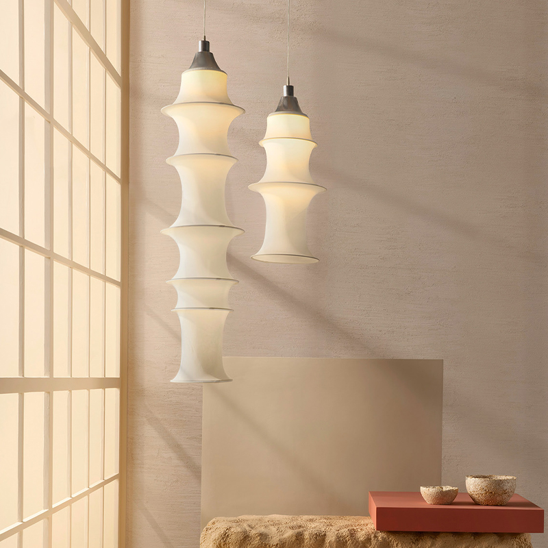 新中式创意现代侘寂客厅餐厅茶室卧室吧台床头日式布艺中古长吊灯
